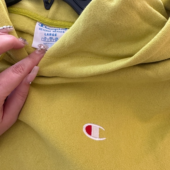 authentic champion chartreause yellow green hoodie size Large - Picture 6 of 7